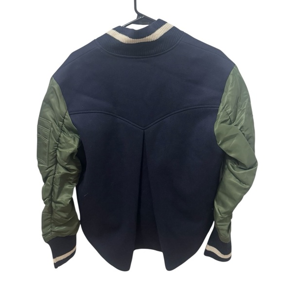 Veronica Beard  Joanie Gathered-Sleeve Snap-Front Varsity Jacket blue size XS - Picture 3 of 5